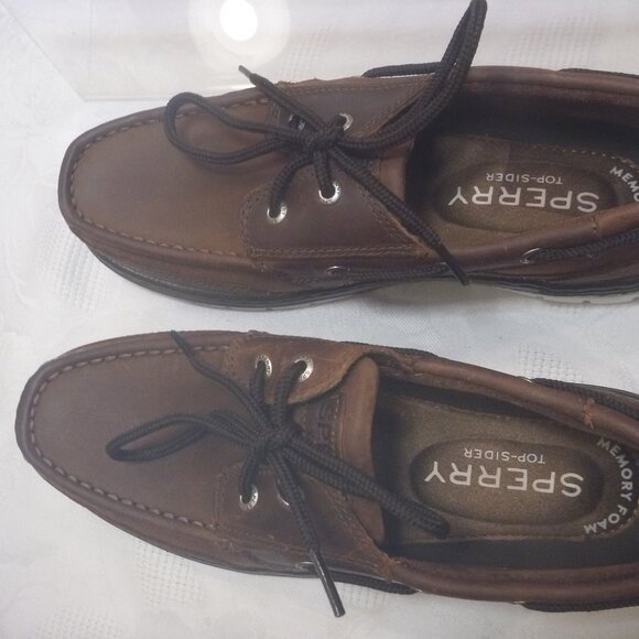New Sperry Tarpon Ultralite 2-Eye Boat Shoes Brown Leather Men 8 M Top Sider - Picture 5 of 15